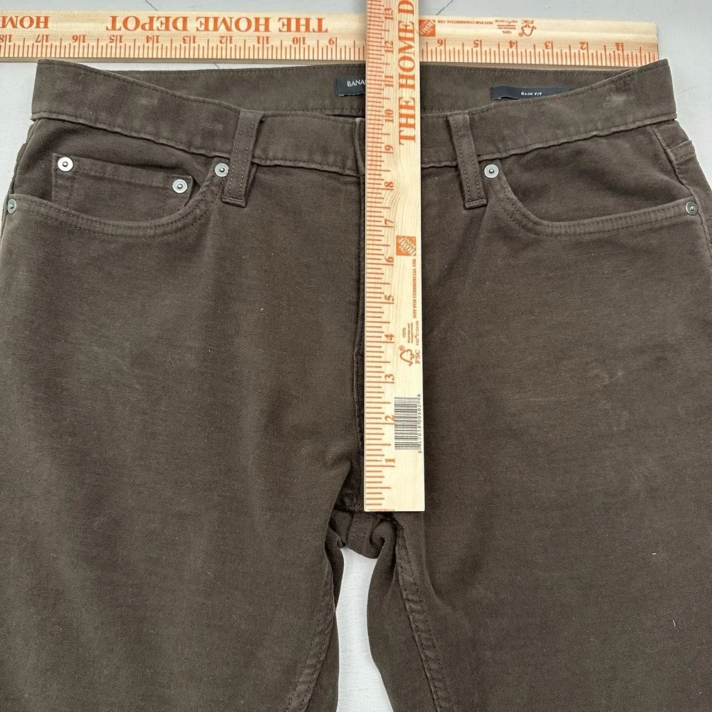 Banana Republic Traveler Moleskin Pants Mens 32x32 Cocoa Brown Slim Chino
